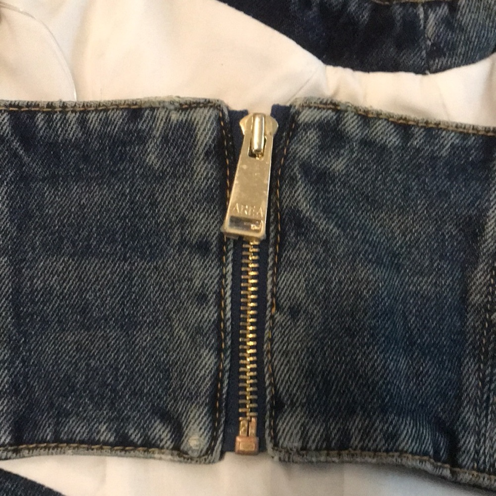 New Authentic AREA Denim Bustier Top with Gold Accents Size 2 - Picture 9 of 15